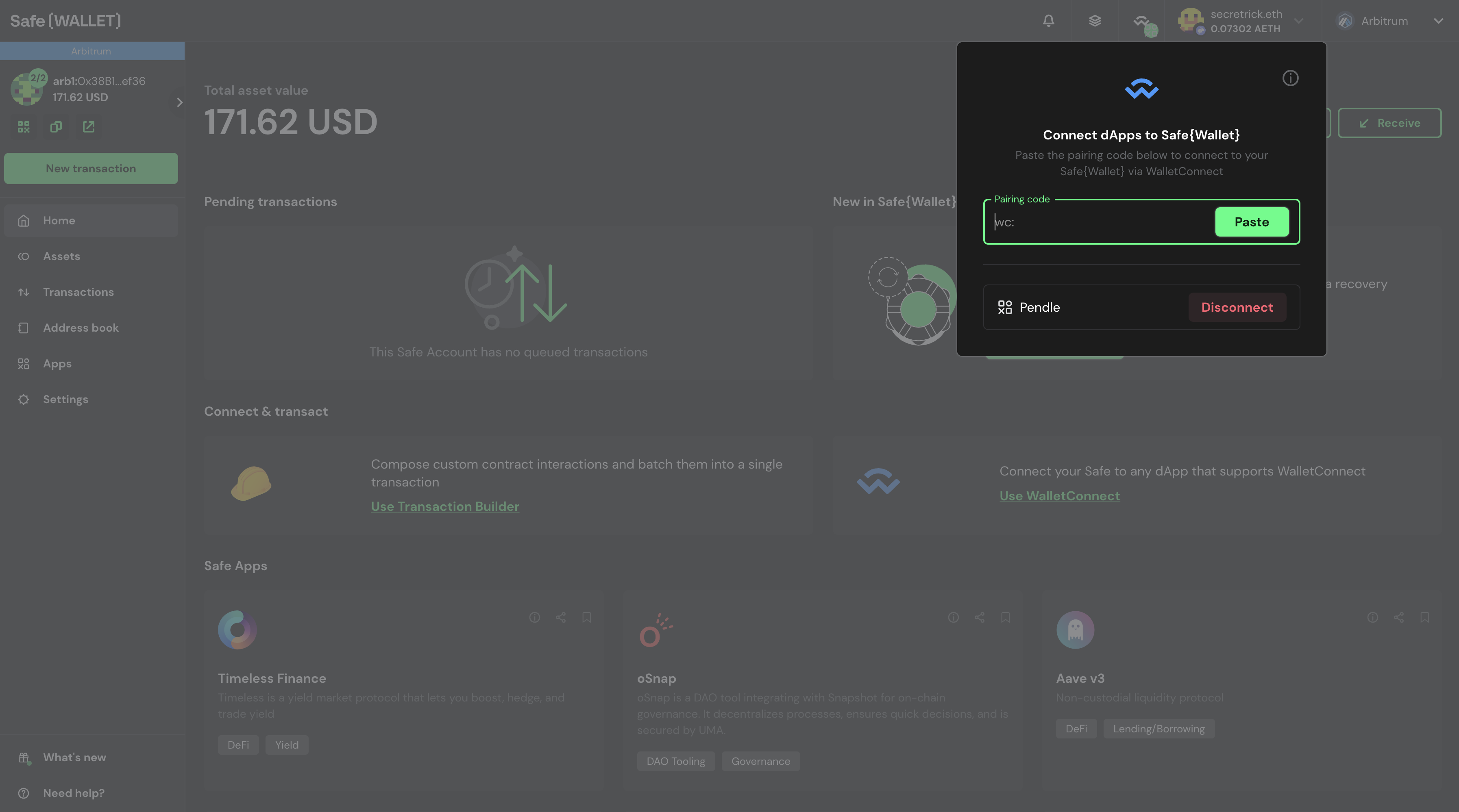 Patse pairing code to Safe Wallet app Patse pairing code to Safe Wallet app